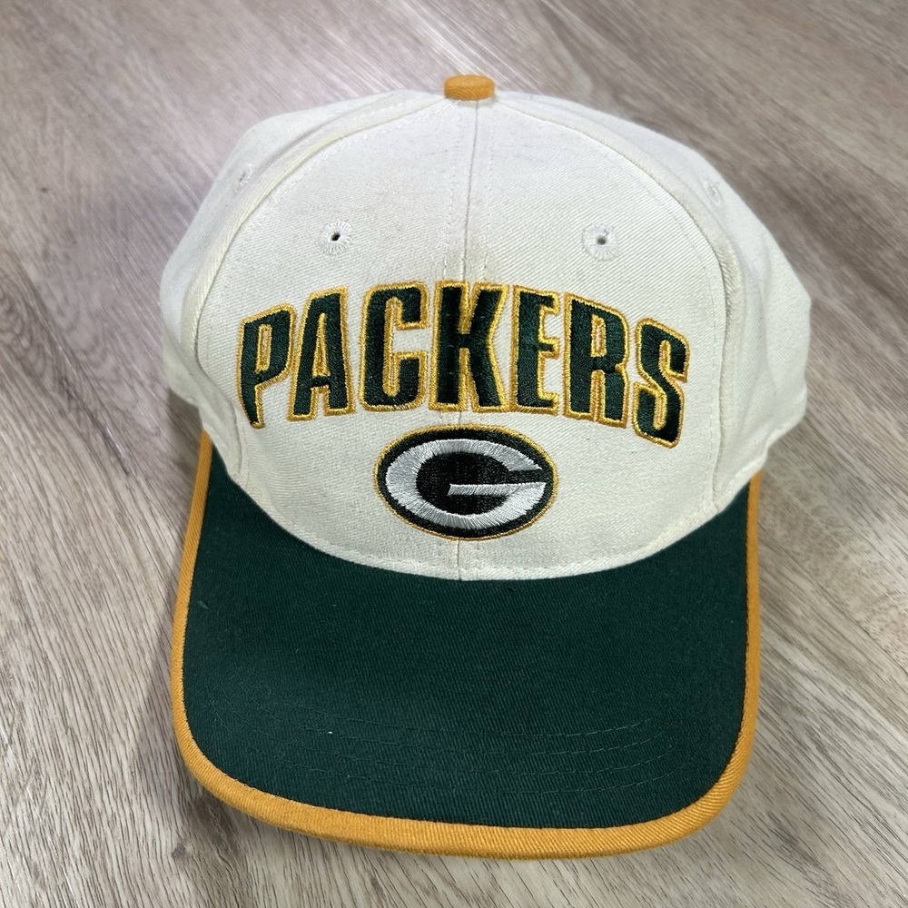 VTG Green Bay Packers Snapback Hat NFL Light Up‎ Twins Enterprise White Cap